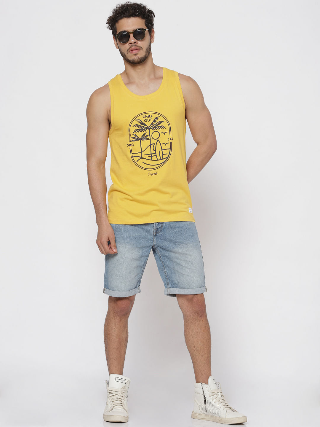 Yellow Graphic Print Tank Top