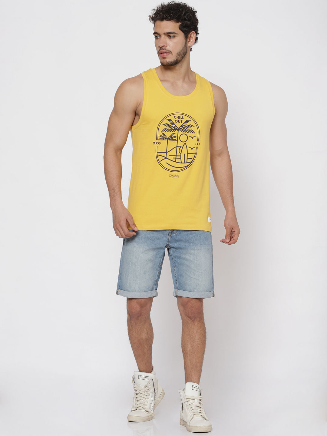 Yellow Graphic Print Tank Top