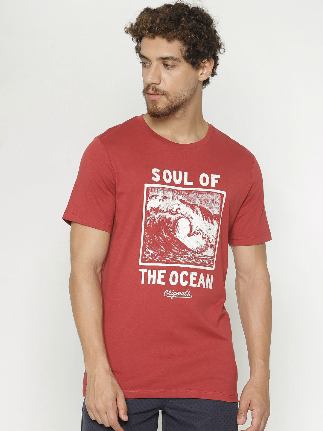 Red Graphic Print Crew Neck T-Shirt