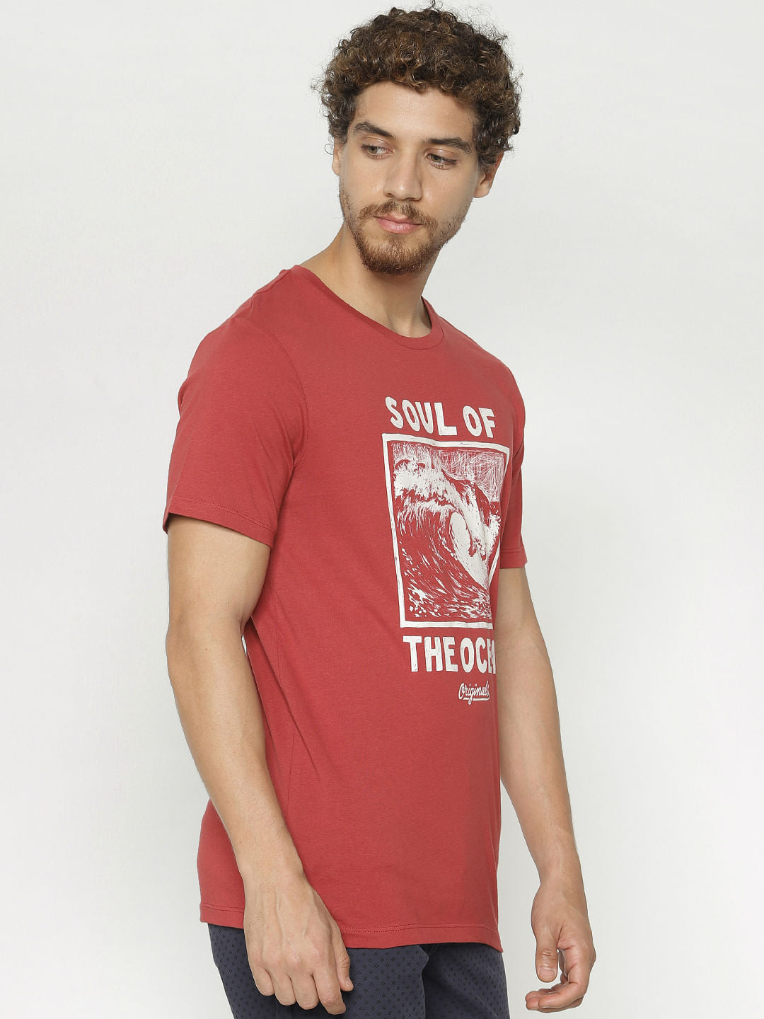 Red Graphic Print Crew Neck T-Shirt