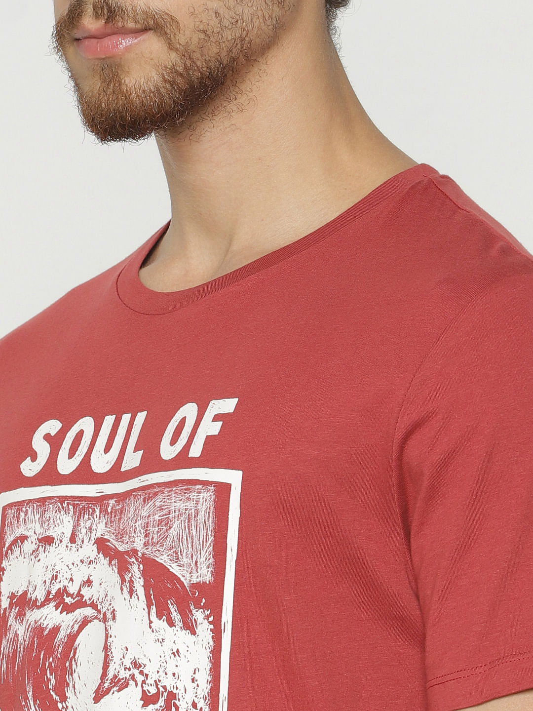 Red Graphic Print Crew Neck T-Shirt