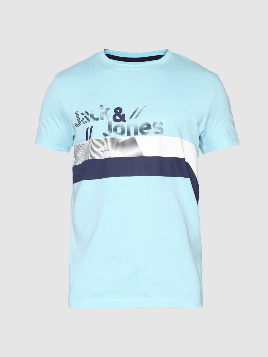 Blue Logo Print Crew Neck T-Shirt