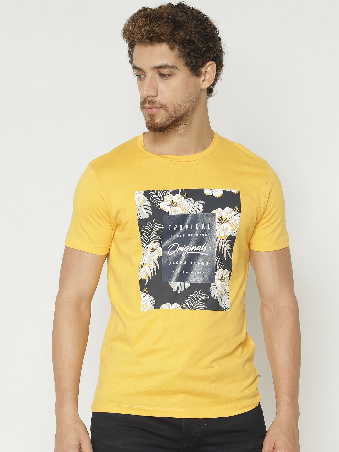 Yellow Graphic Print Crew Neck T-Shirt
