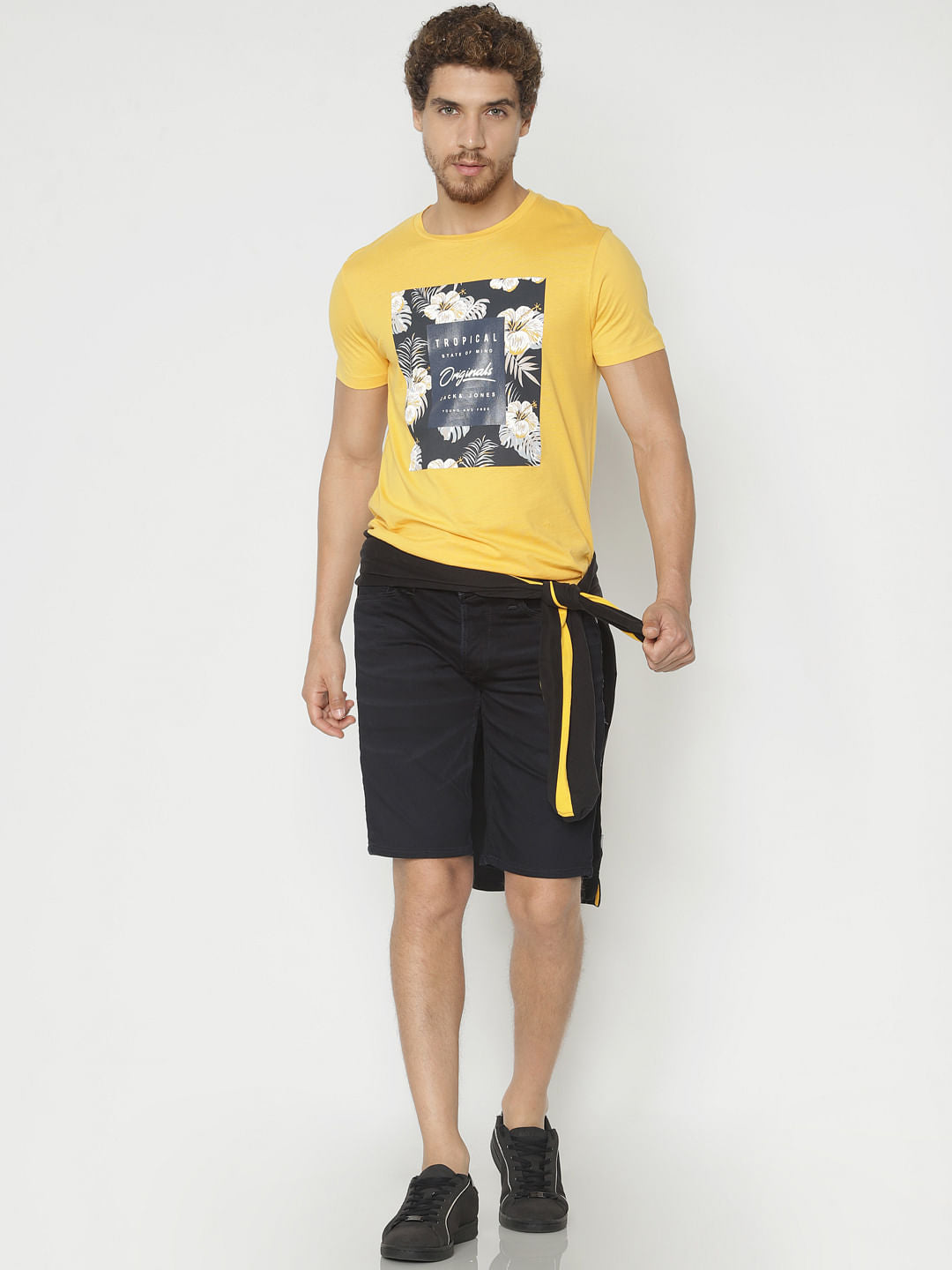 Yellow Graphic Print Crew Neck T-Shirt