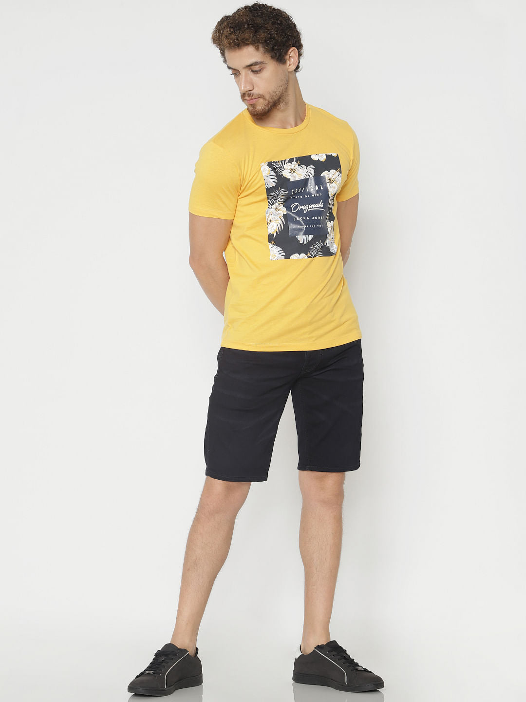 Yellow Graphic Print Crew Neck T-Shirt