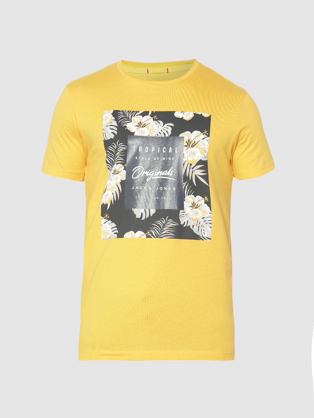 Yellow Graphic Print Crew Neck T-Shirt