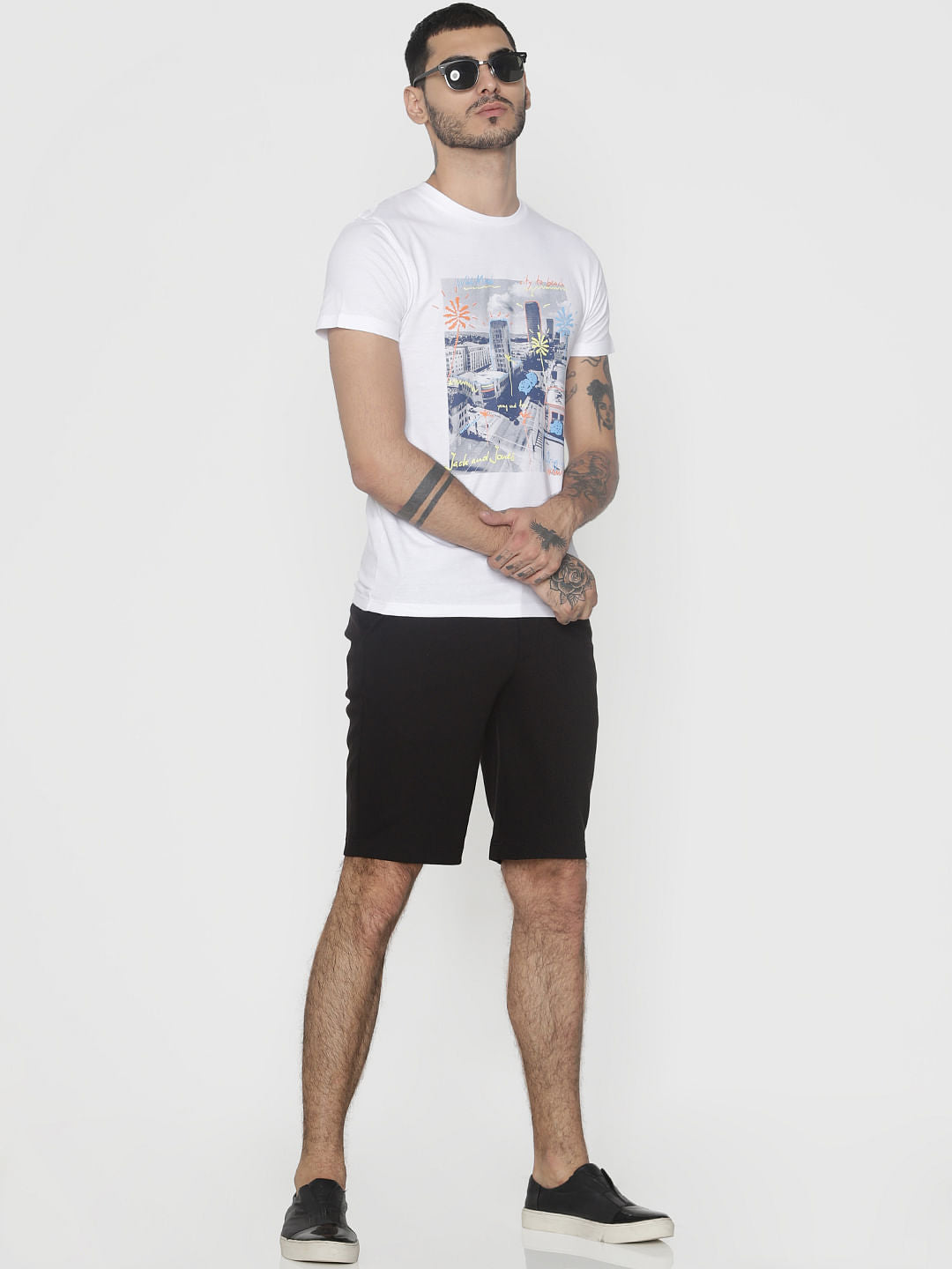 White Graphic Print Crew Neck T-Shirt