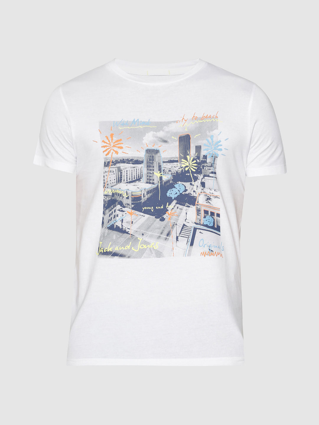 White Graphic Print Crew Neck T-Shirt