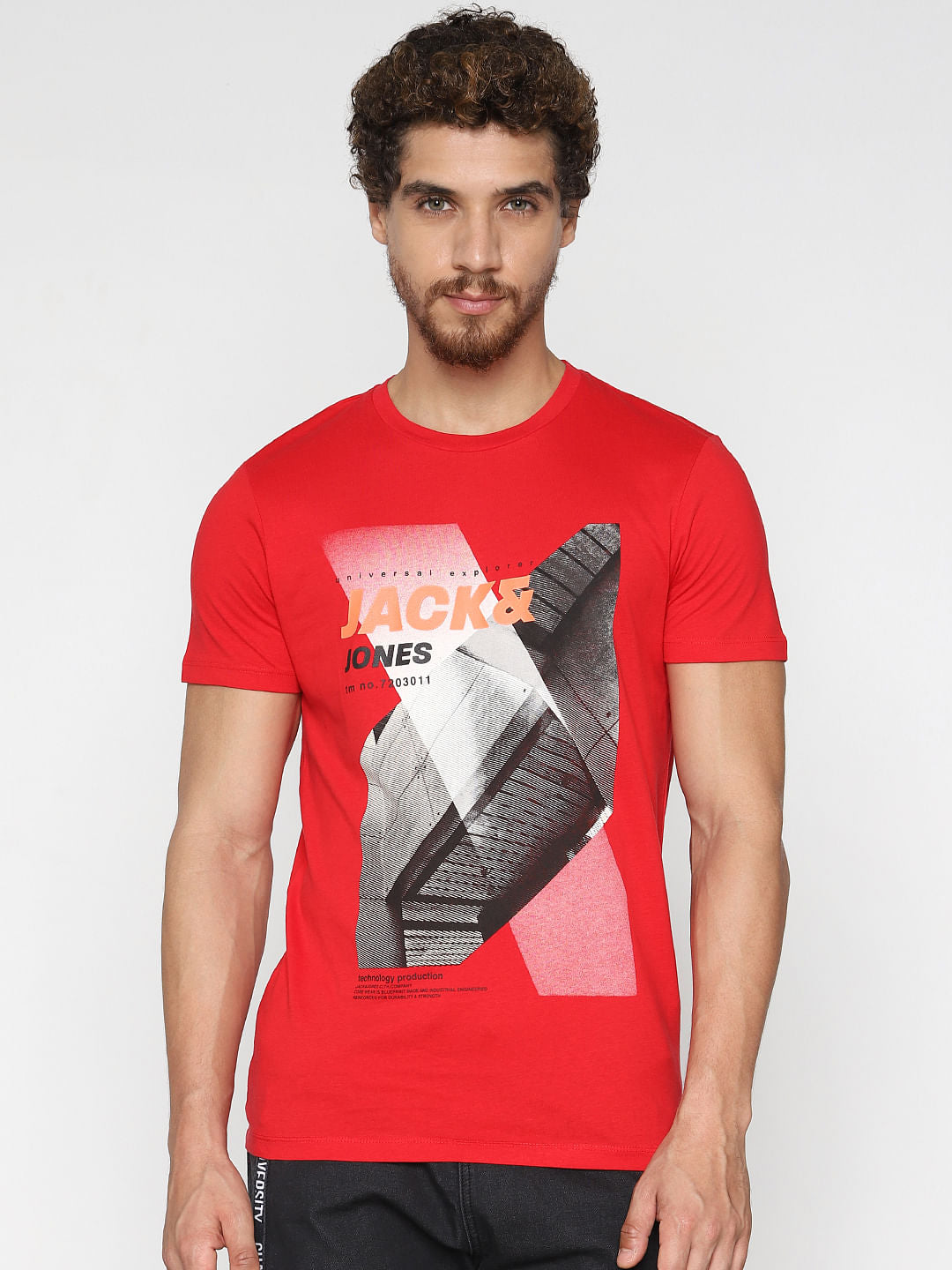 Red Logo Print Crew Neck T-Shirt