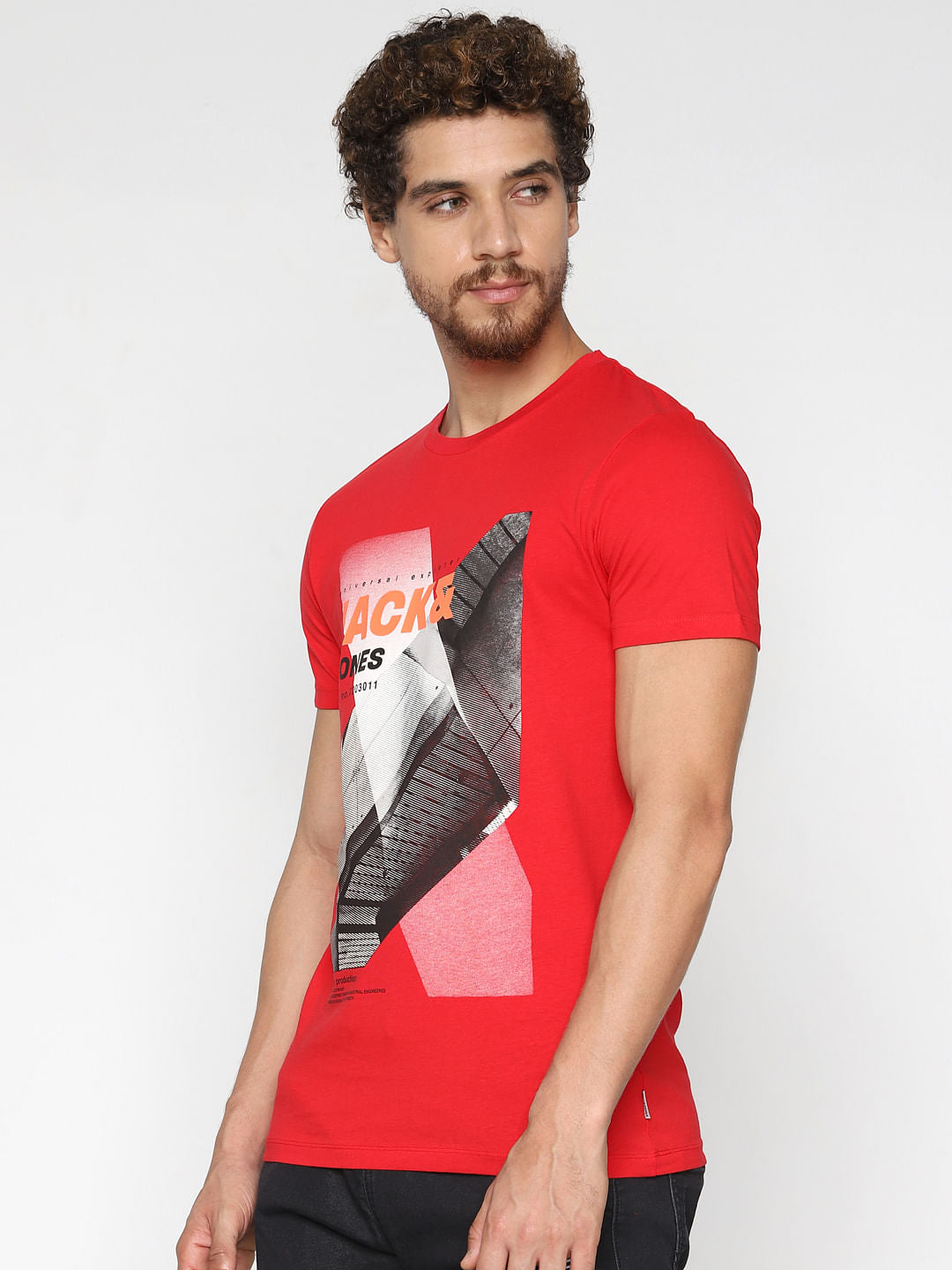 Red Logo Print Crew Neck T-Shirt