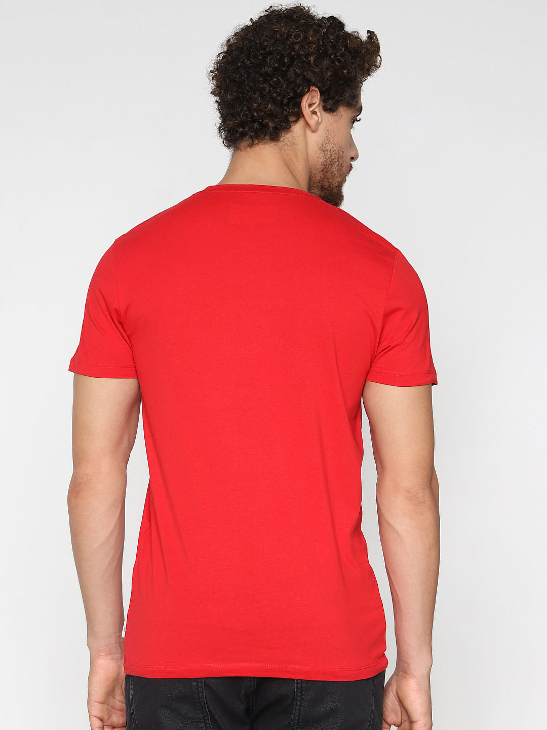 Red Logo Print Crew Neck T-Shirt