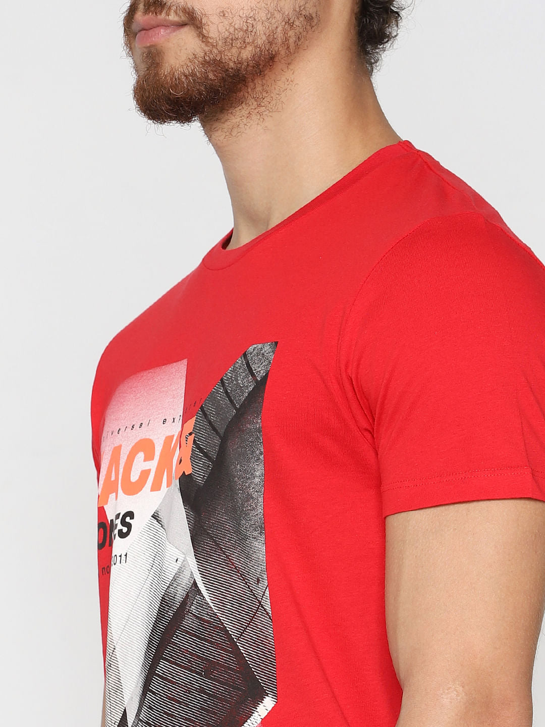 Red Logo Print Crew Neck T-Shirt