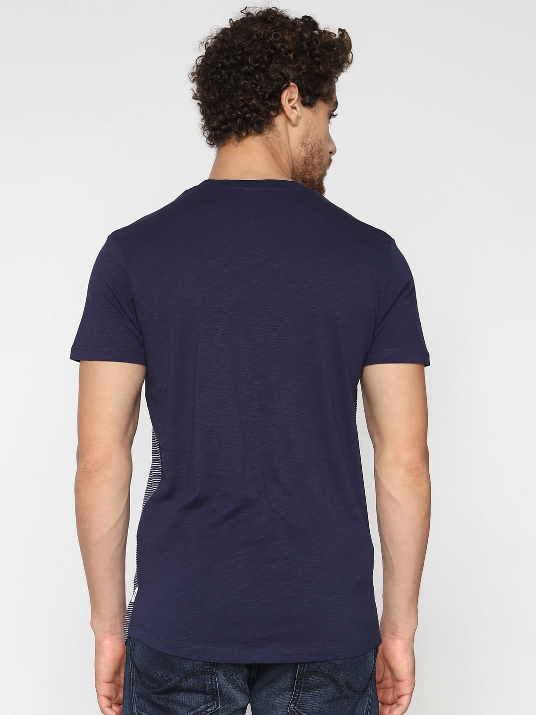 Blue Striped Crew Neck T-shirt