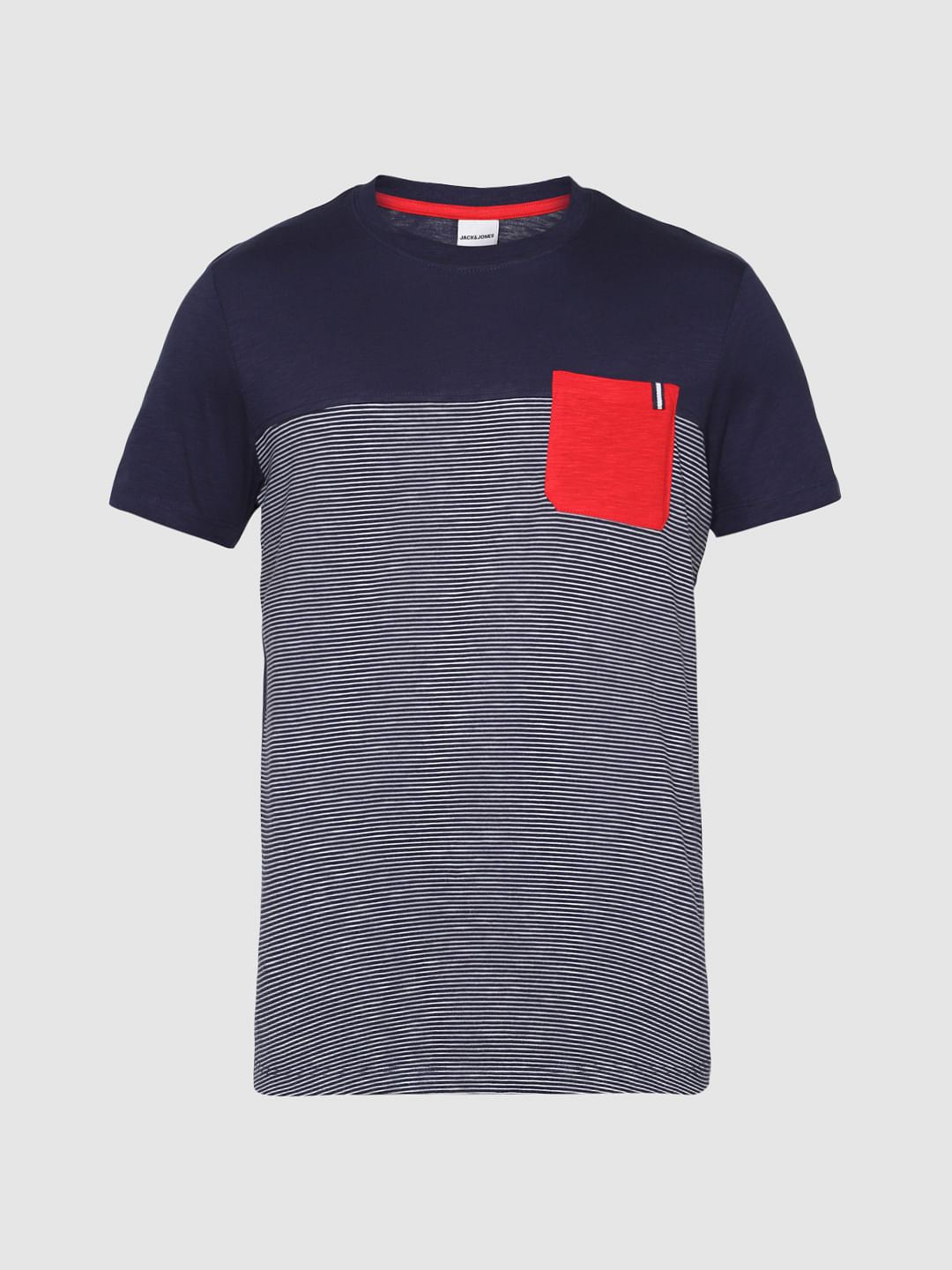 Blue Striped Crew Neck T-shirt