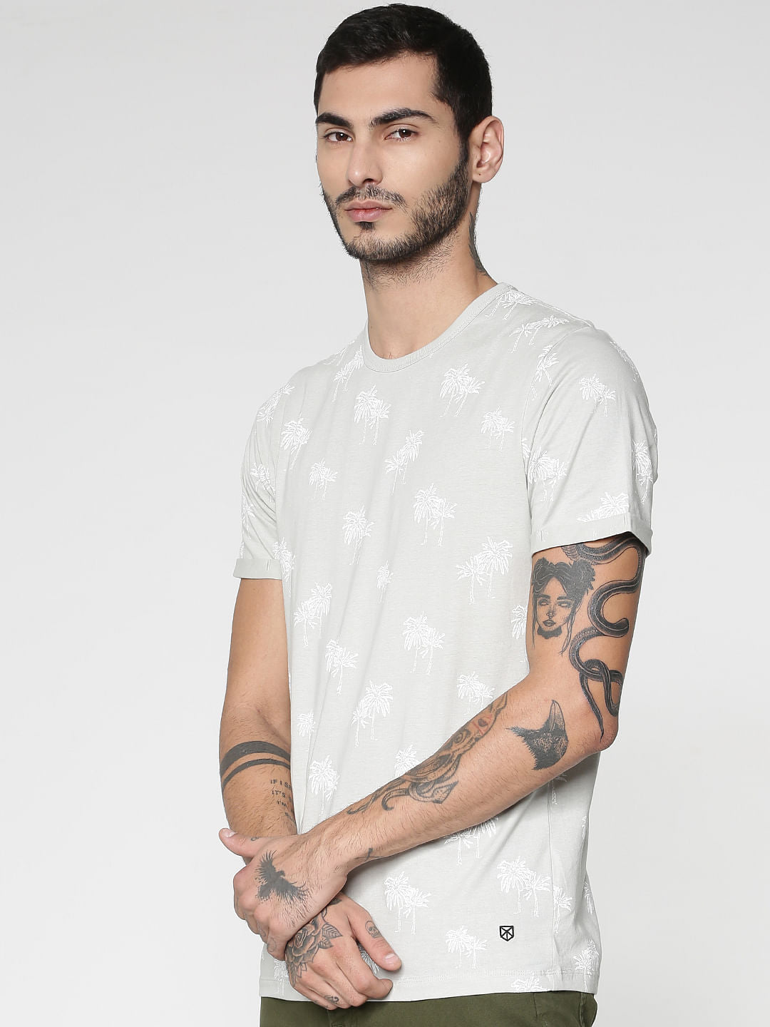 Light Grey All Over Print T-Shirt