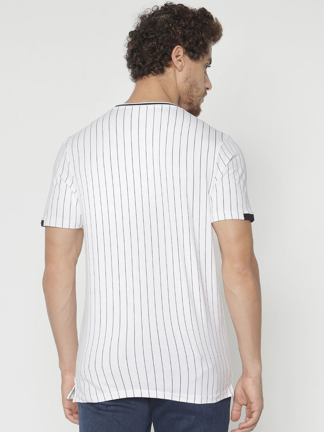 White Striped Crew Neck T-Shirt