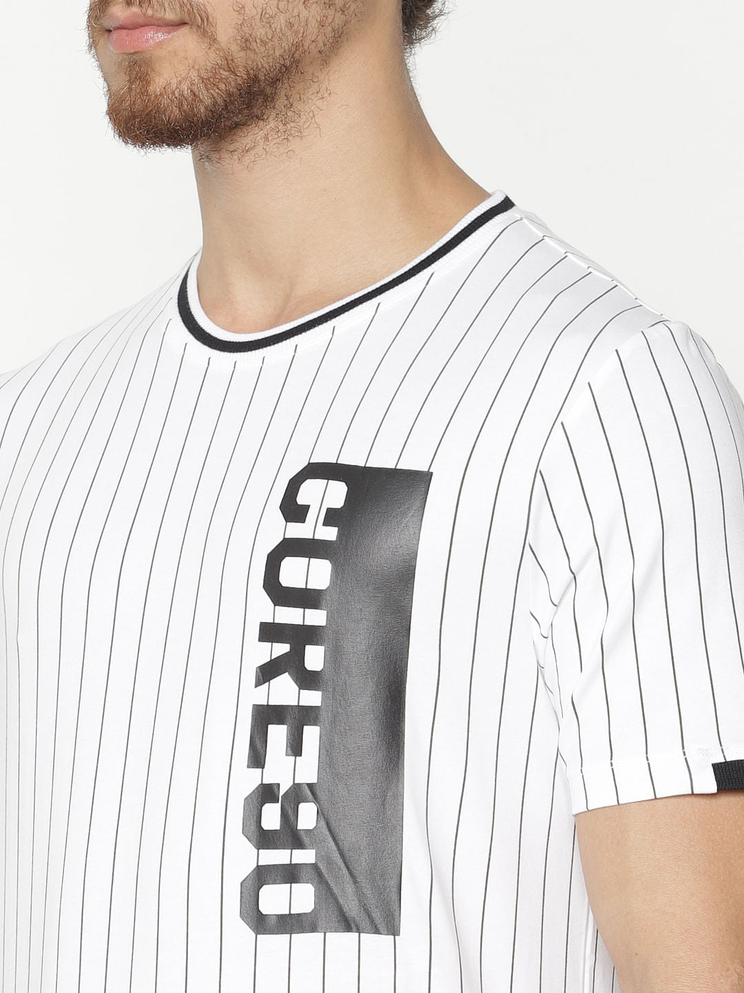 White Striped Crew Neck T-Shirt