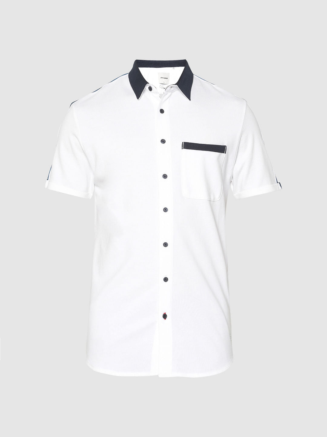 White Tape Detail Short Sleeves Shirt