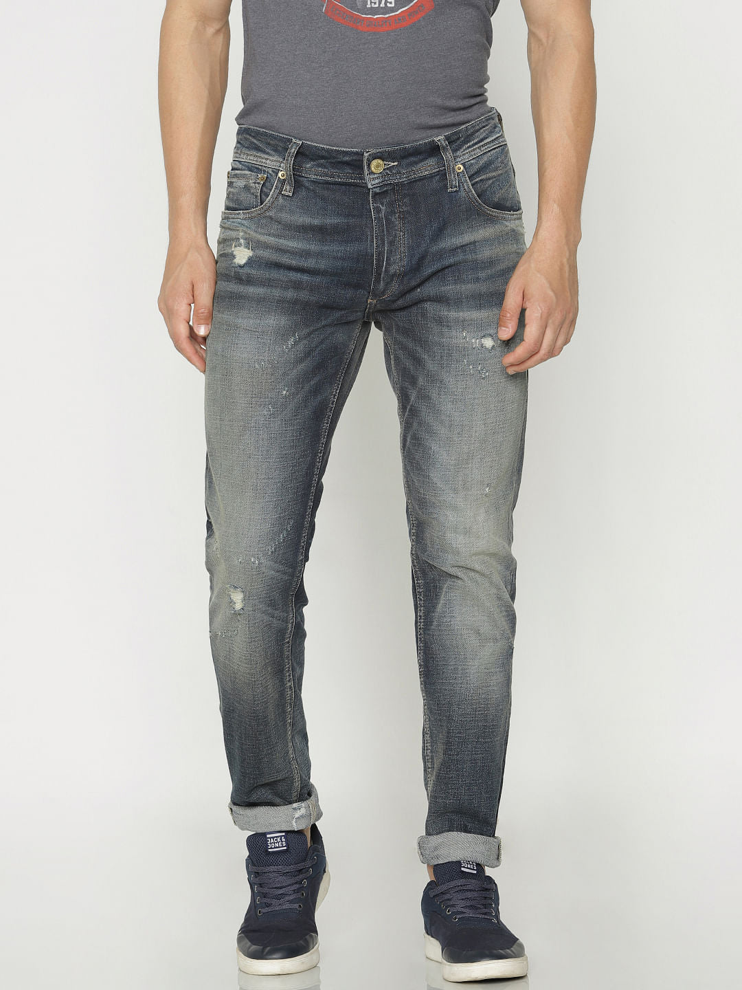 Blue Ripped Tim Anti Fit Jeans