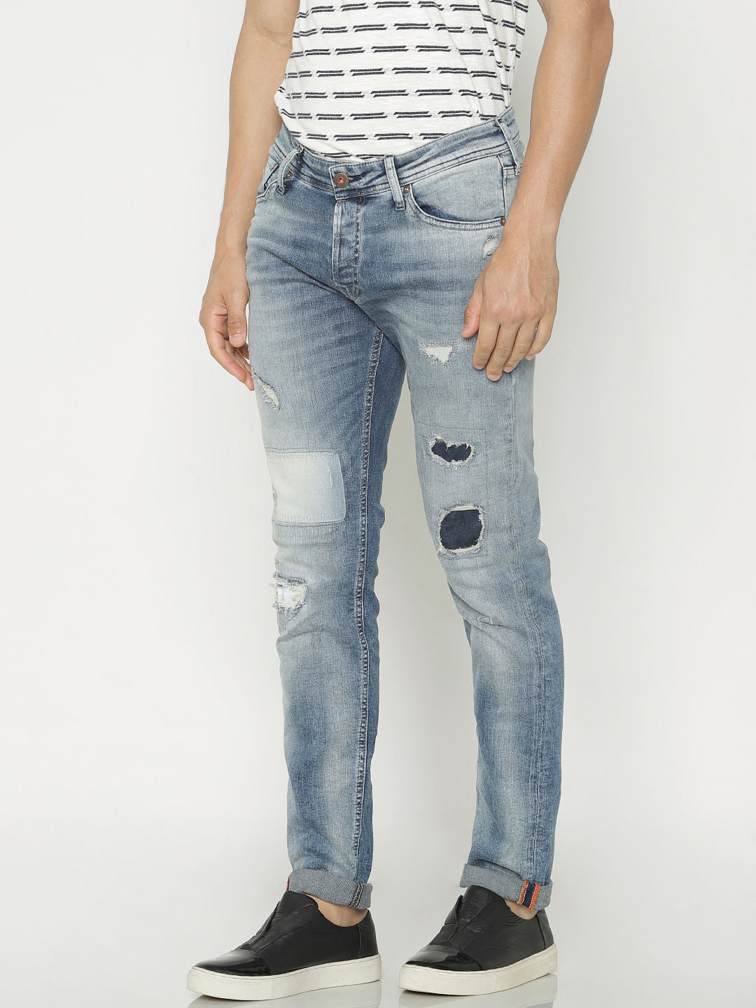 Blue Ripped Glenn Slim Fit Jeans