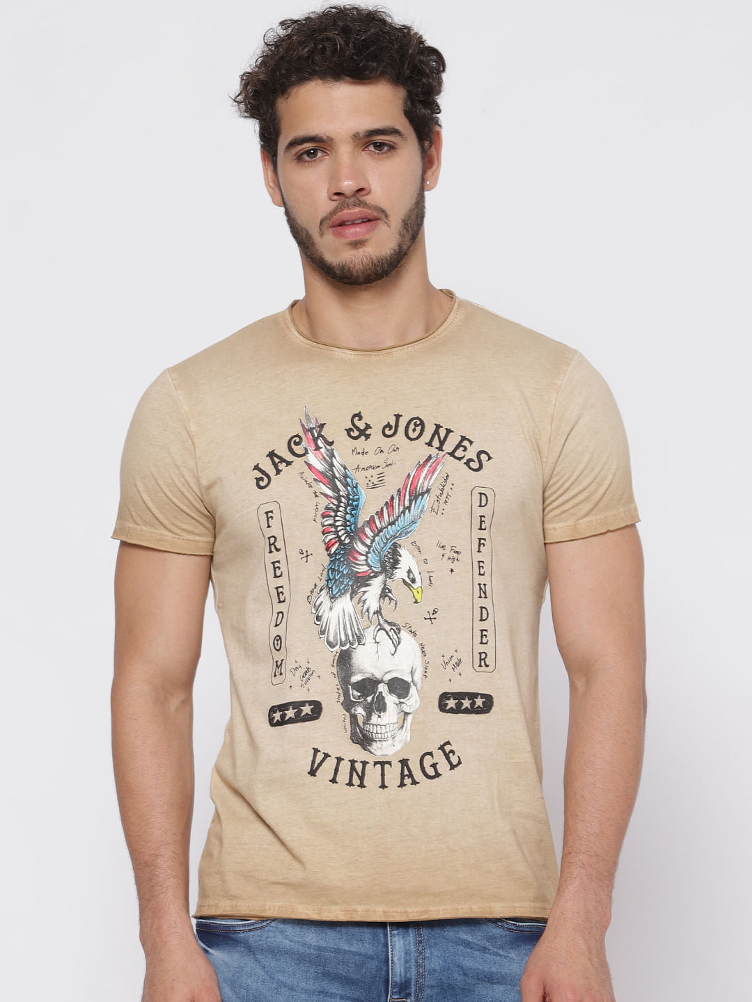 Brown Overdyed Printed T-Shirt
