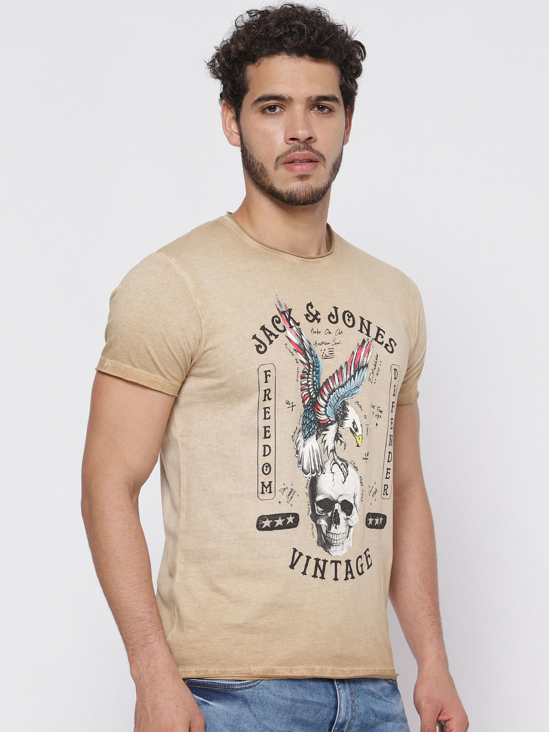 Brown Overdyed Printed T-Shirt
