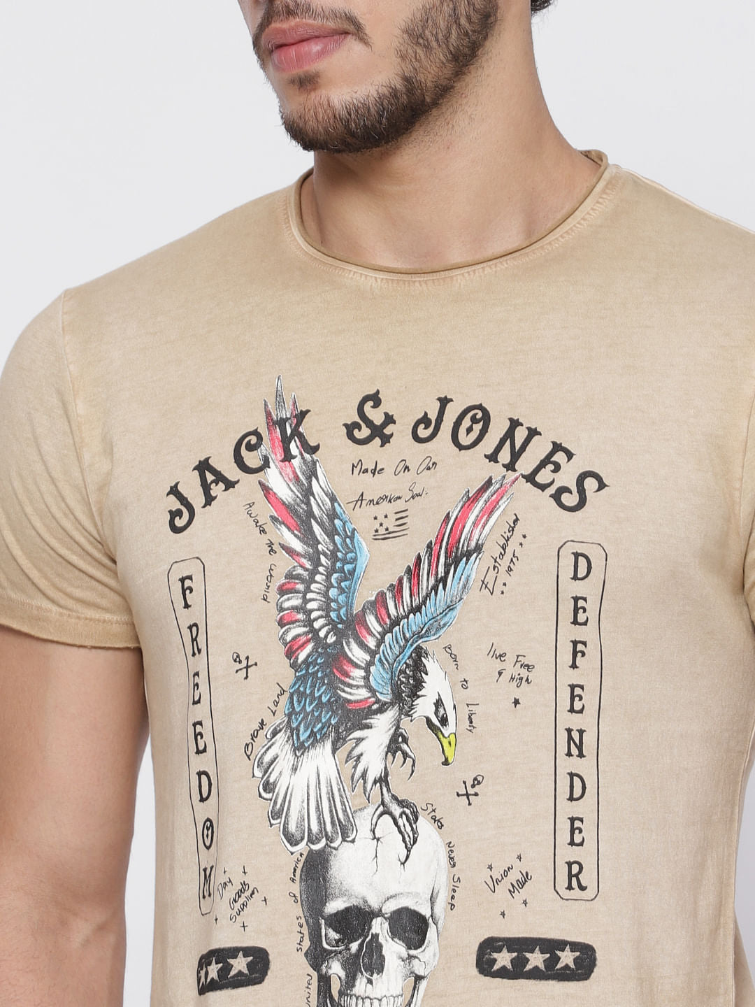 Brown Overdyed Printed T-Shirt