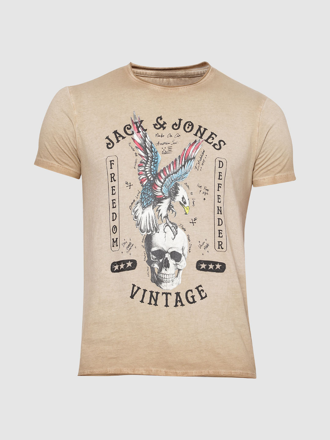 Brown Overdyed Printed T-Shirt