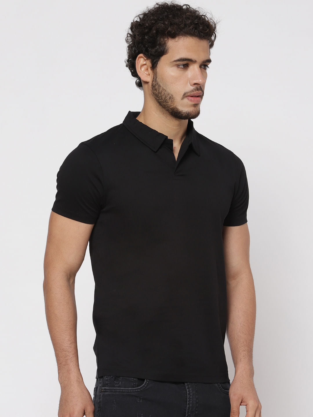 Black Polo Neck T-Shirt