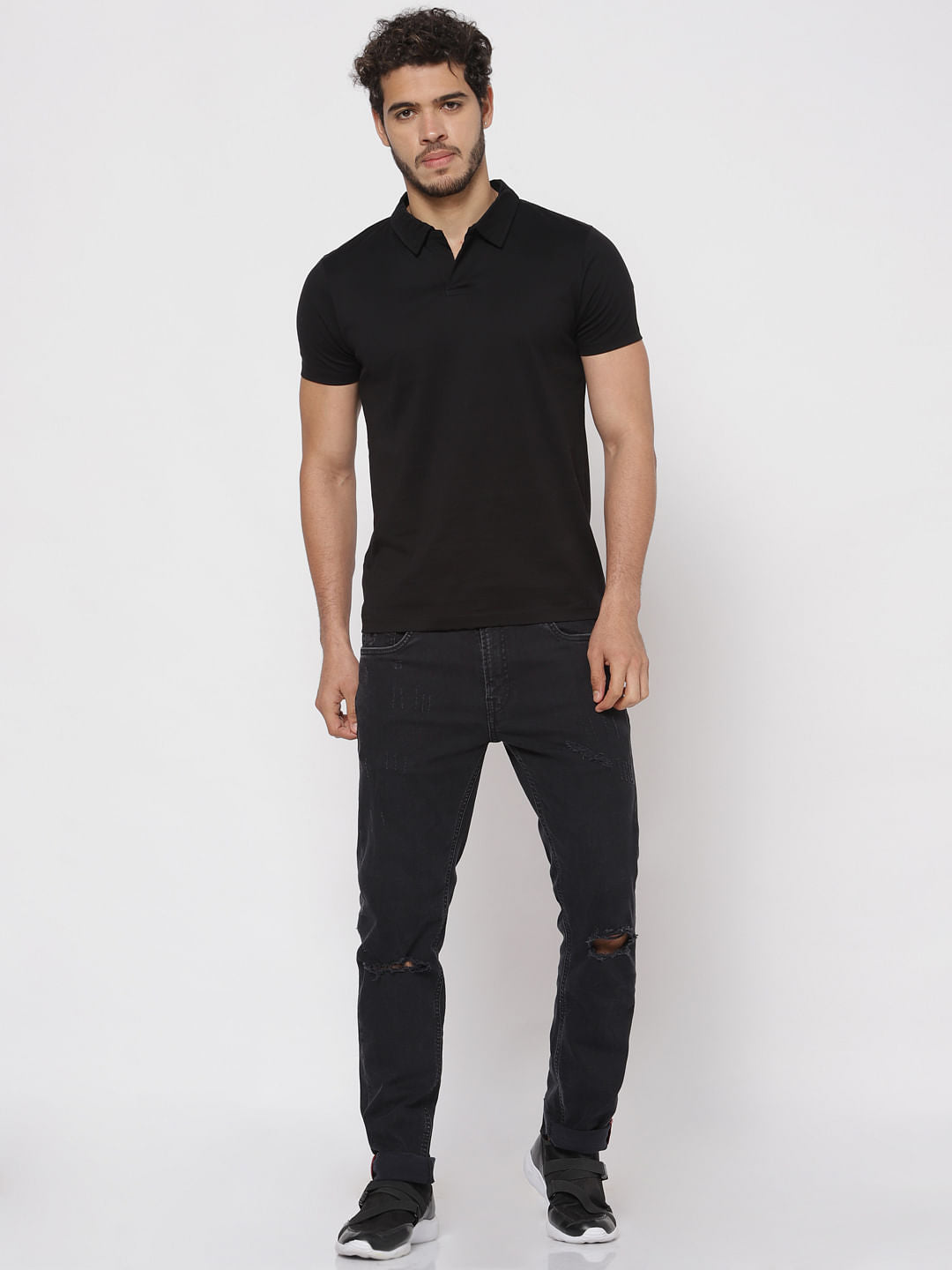Black Polo Neck T-Shirt