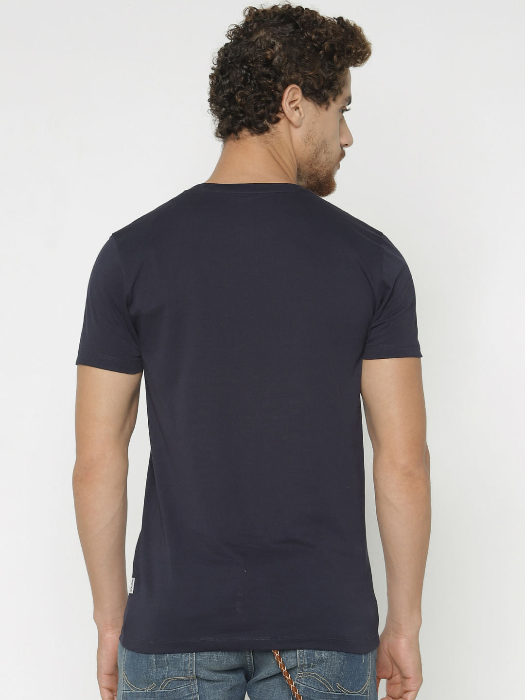 Blue Printed Crew Neck T-Shirt