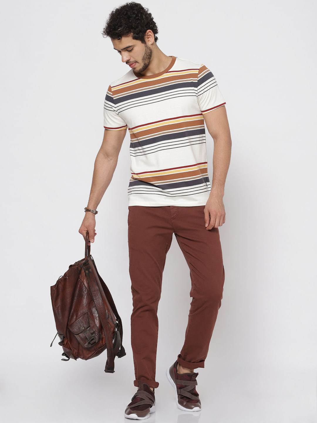 White Striped Crew Neck T-Shirt