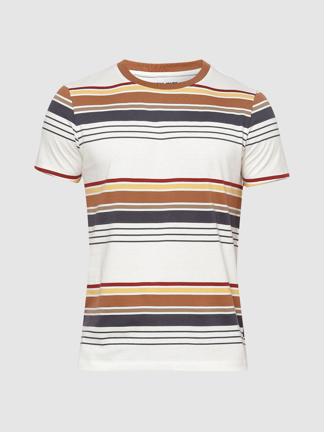 White Striped Crew Neck T-Shirt