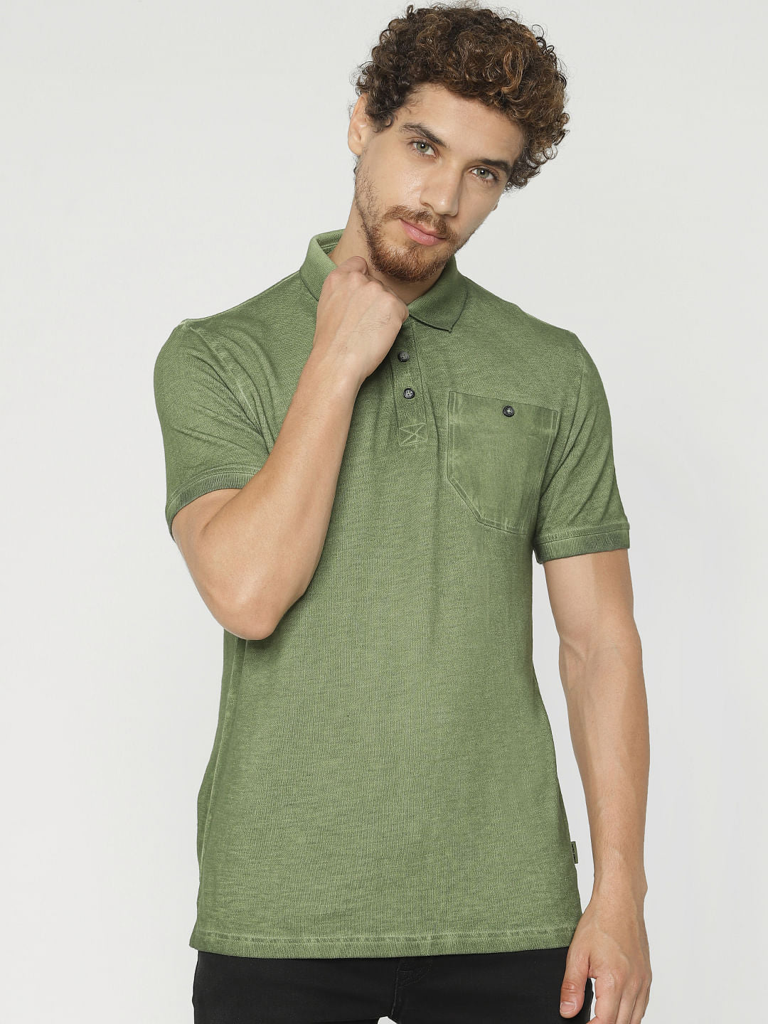 Green Polo Neck T-Shirt