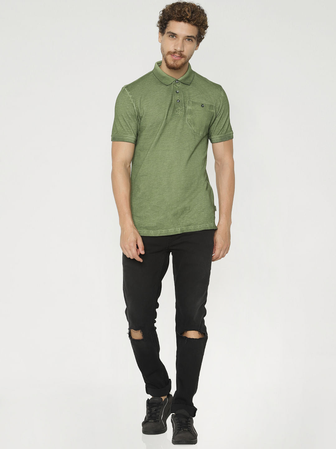 Green Polo Neck T-Shirt