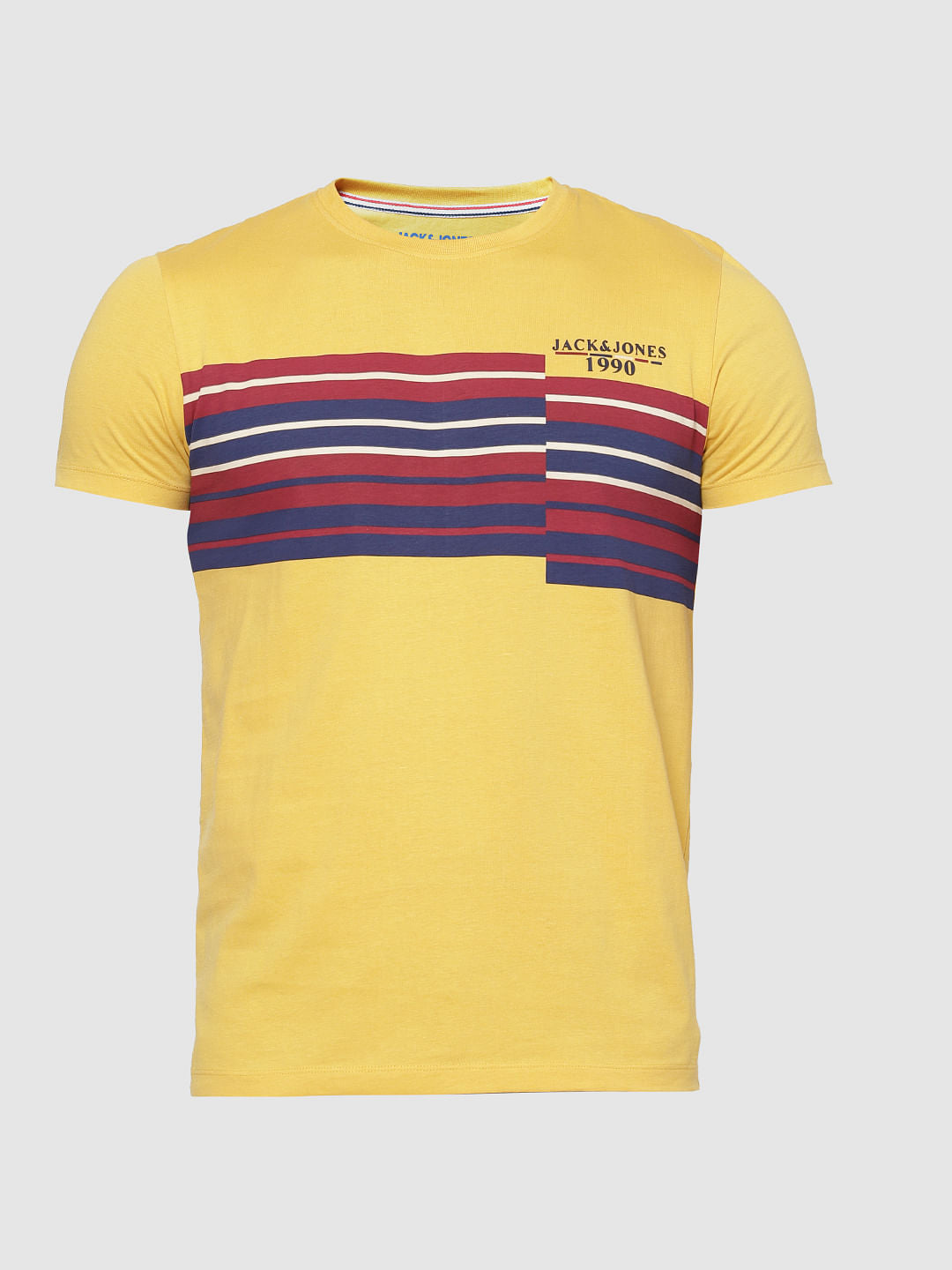 Yellow Printed Crew Neck T-Shirt