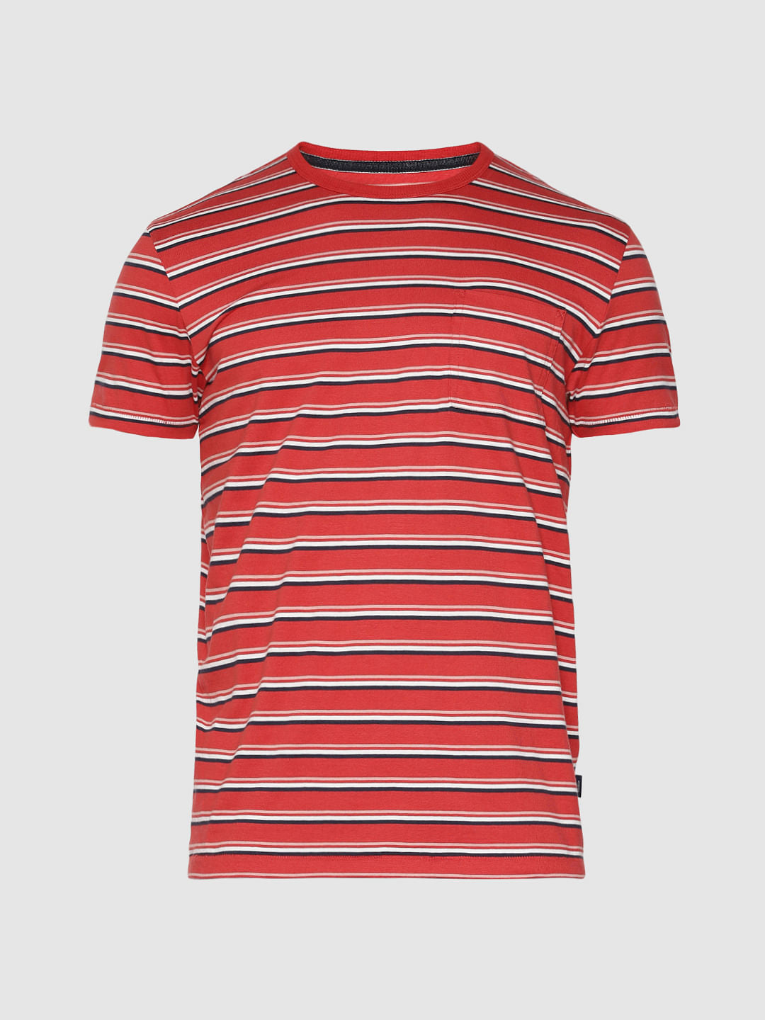 Red Striped Crew Neck T-Shirt