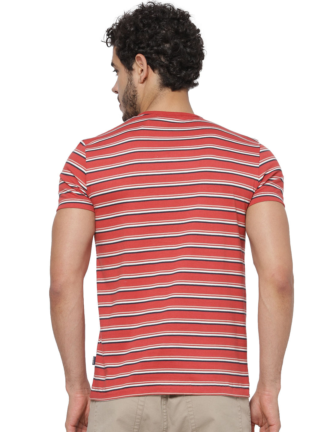 Red Striped Crew Neck T-shirt
