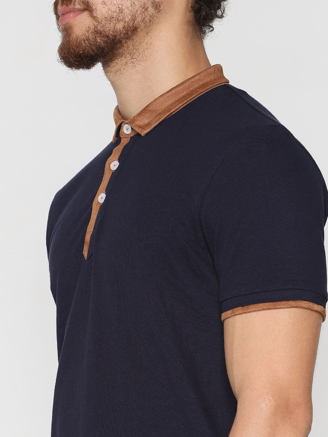 Navy Blue Contrast Tipping Polo T-Shirt