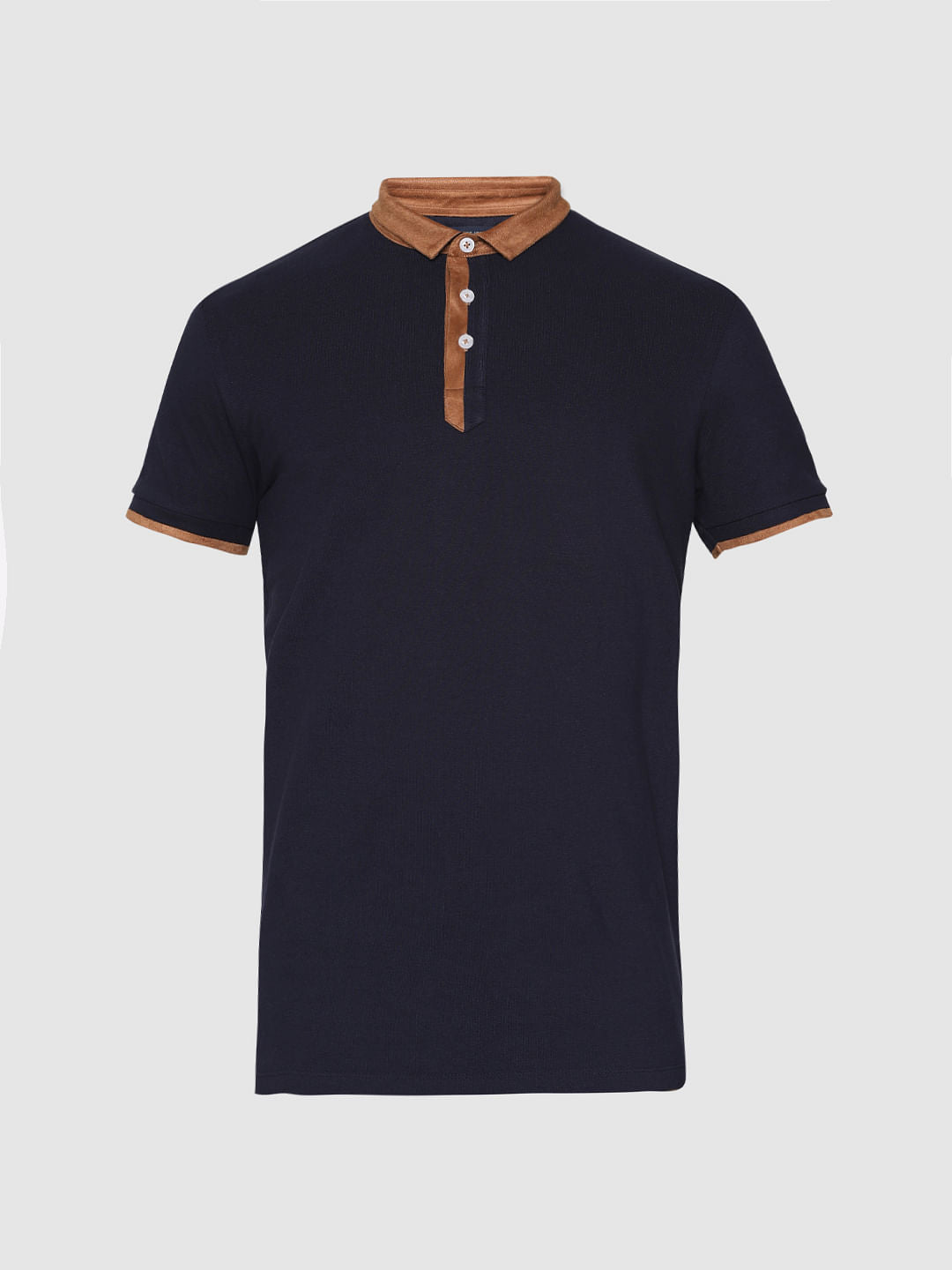 Navy Blue Contrast Tipping Polo T-Shirt