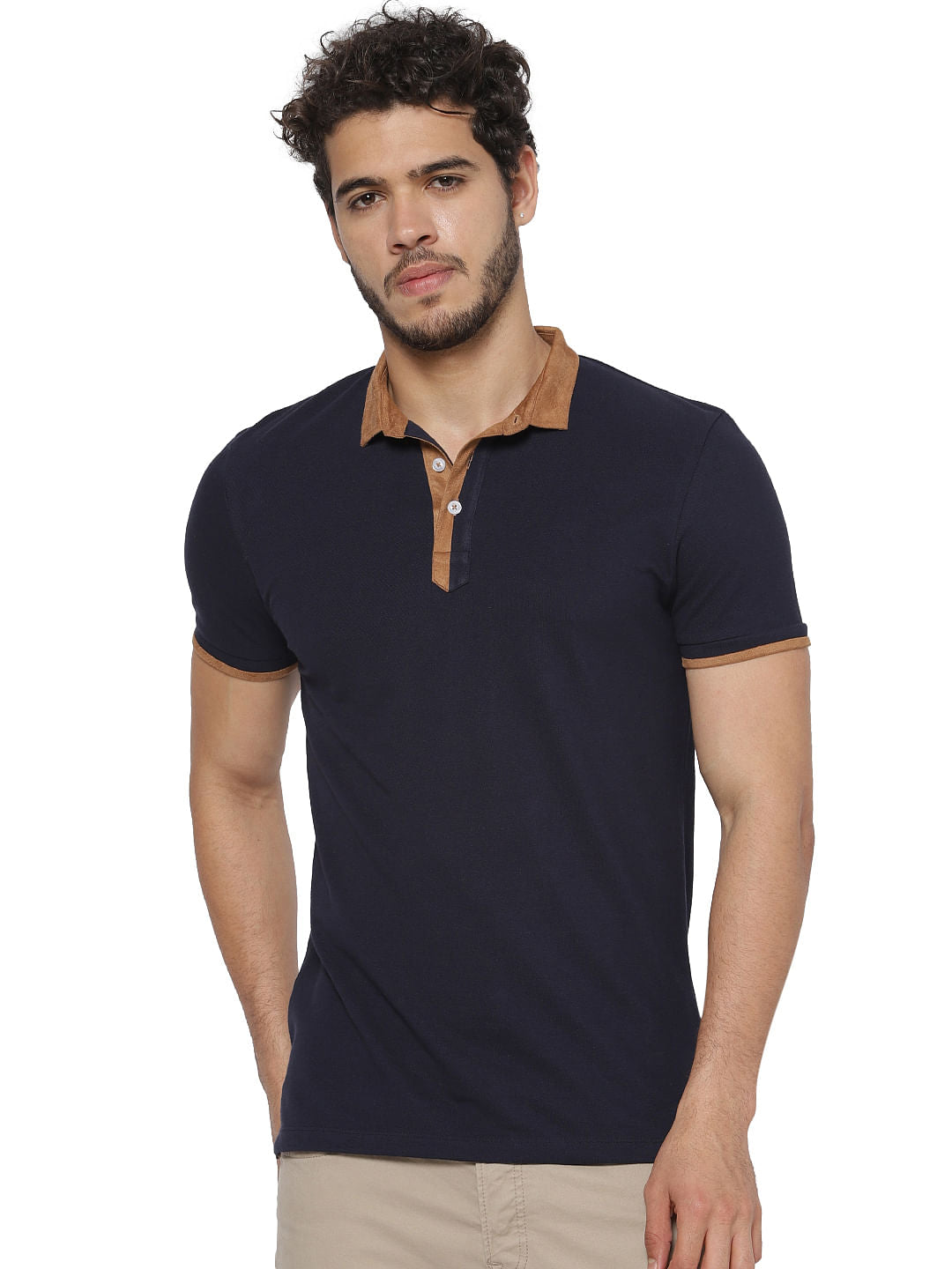 Navy Blue Polo Neck T-shirt
