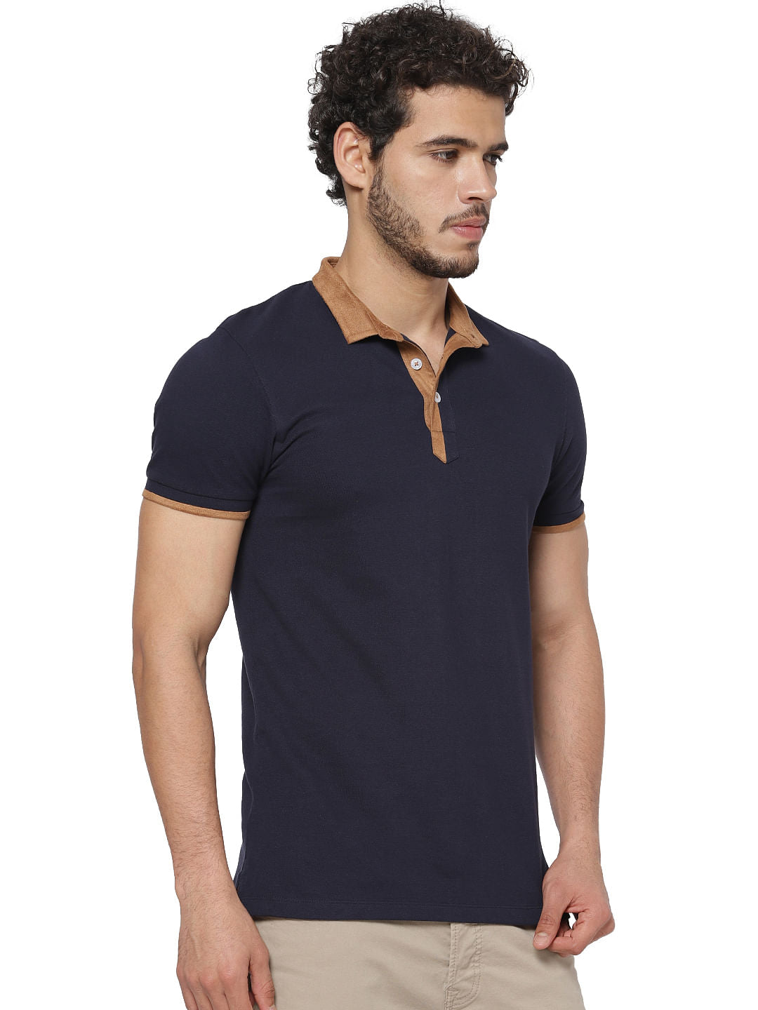 Navy Blue Polo Neck T-shirt