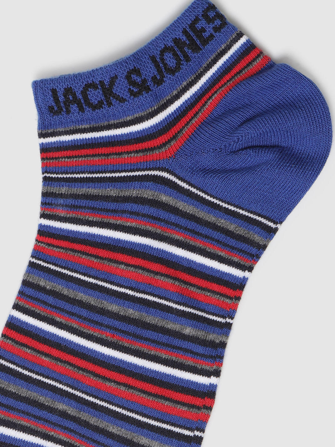 Blue Multicoloured Striped Ankle Length Socks