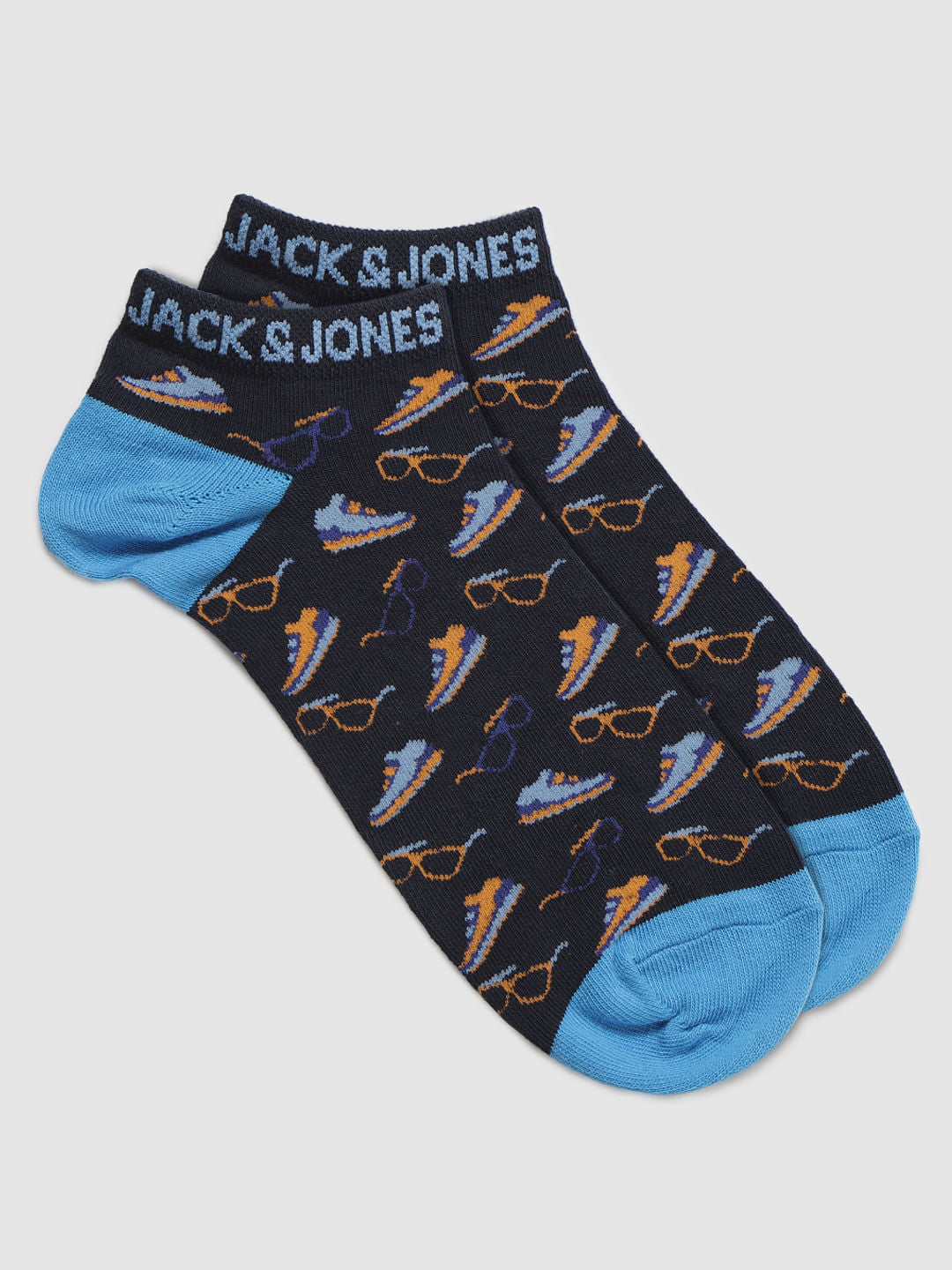 Blue Sunglasses And Sneakers Print Ankle Length Socks