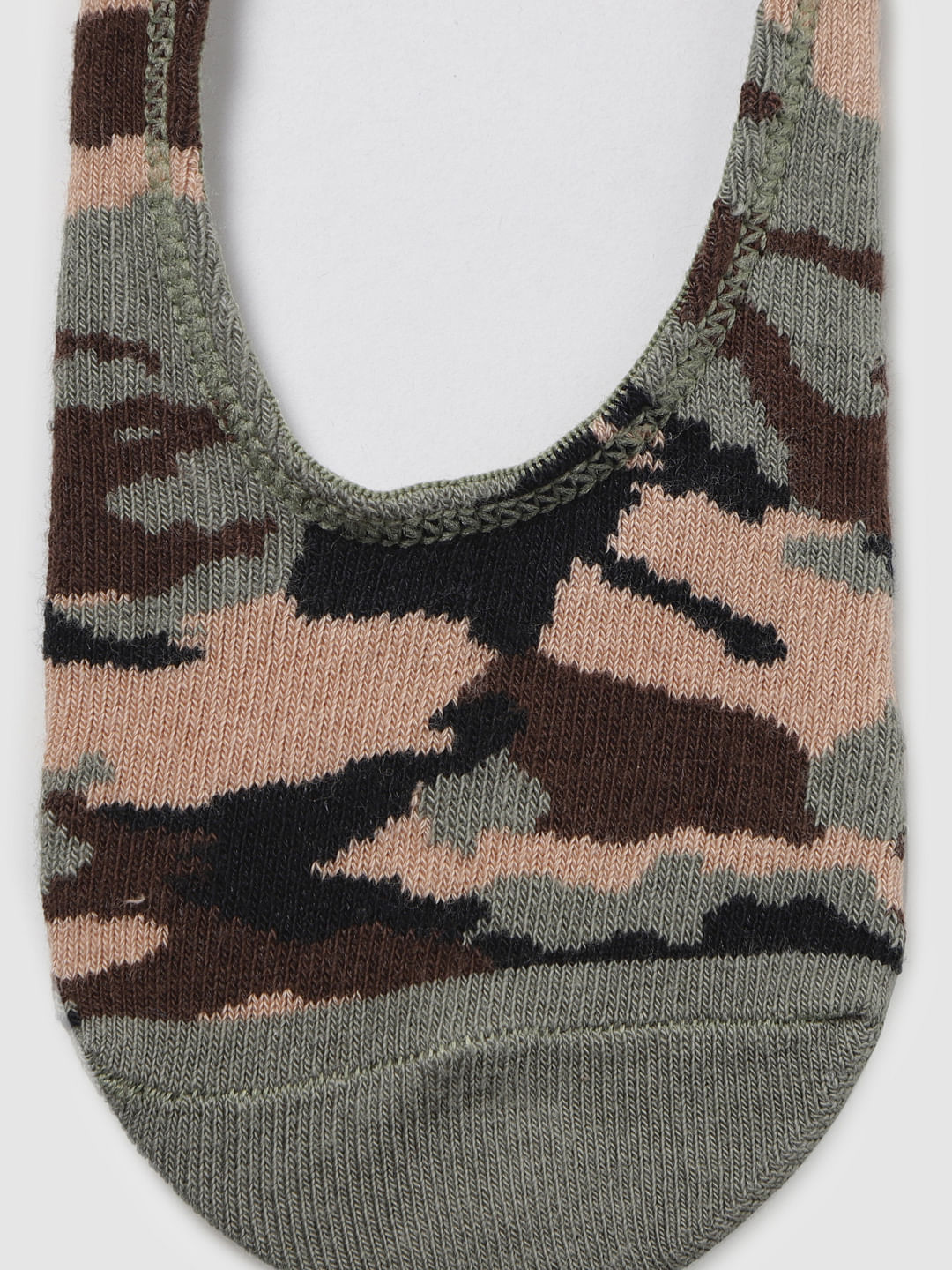 Green Camo Print No Show Socks