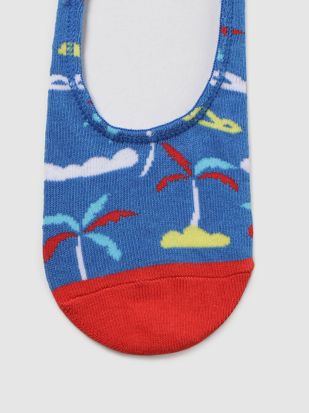 Blue Printed No Show Socks