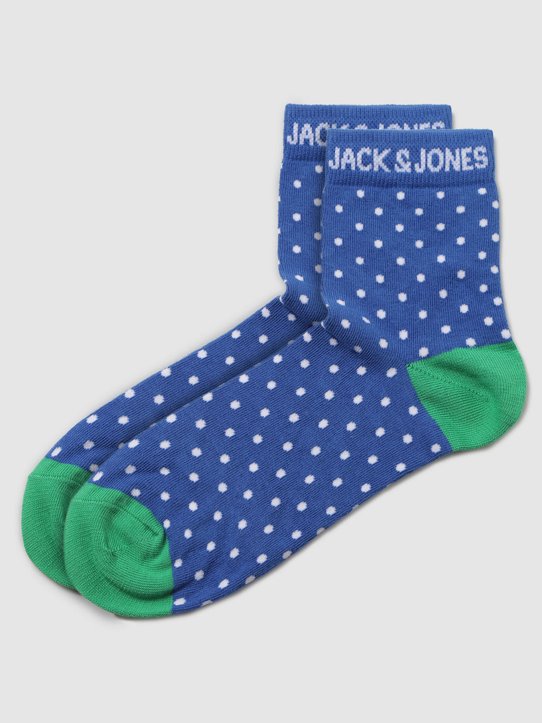 Blue All Over Polka Dot Print Mid Calf Length Socks