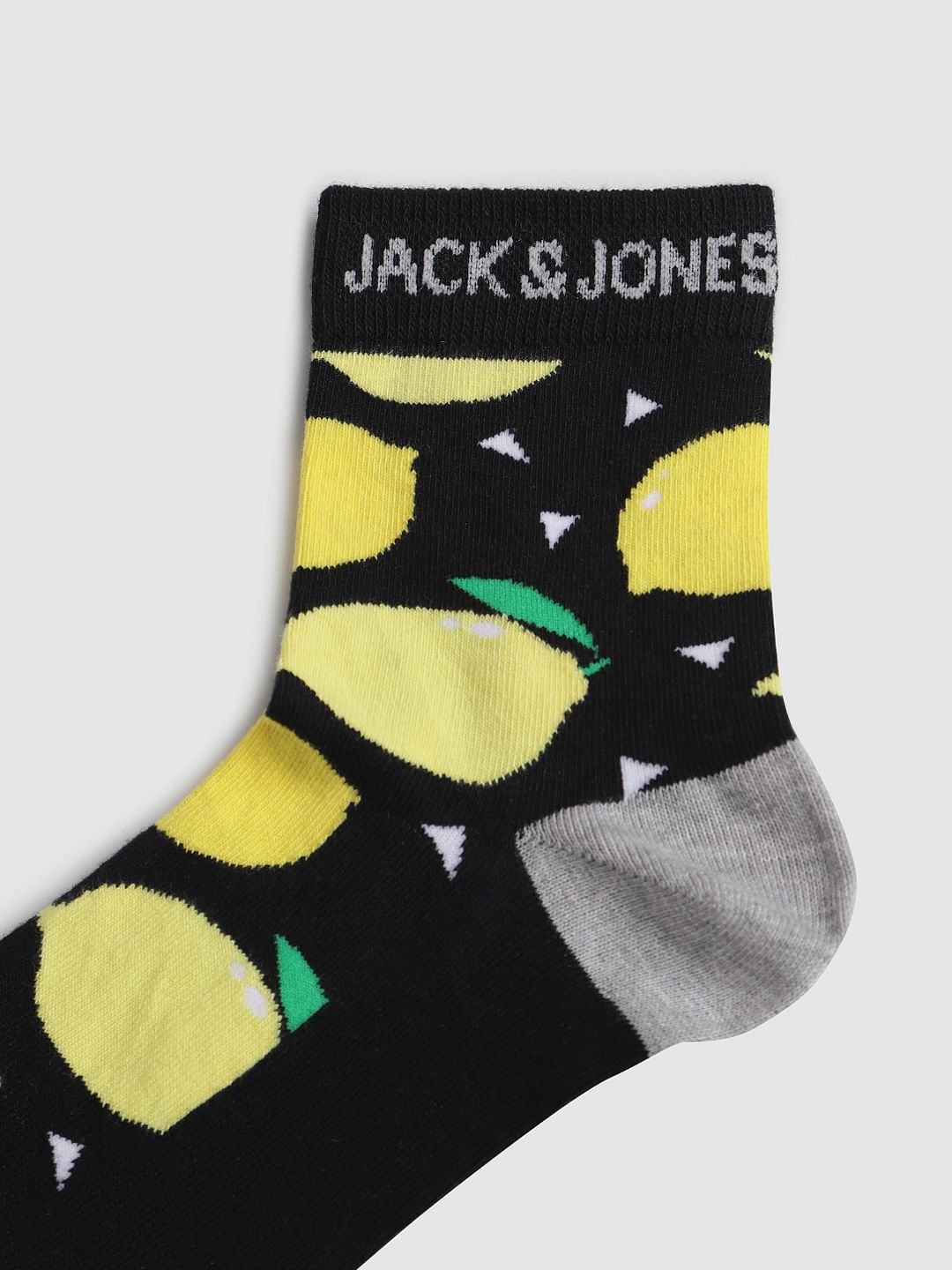 Black Printed Mid Calf Length Socks
