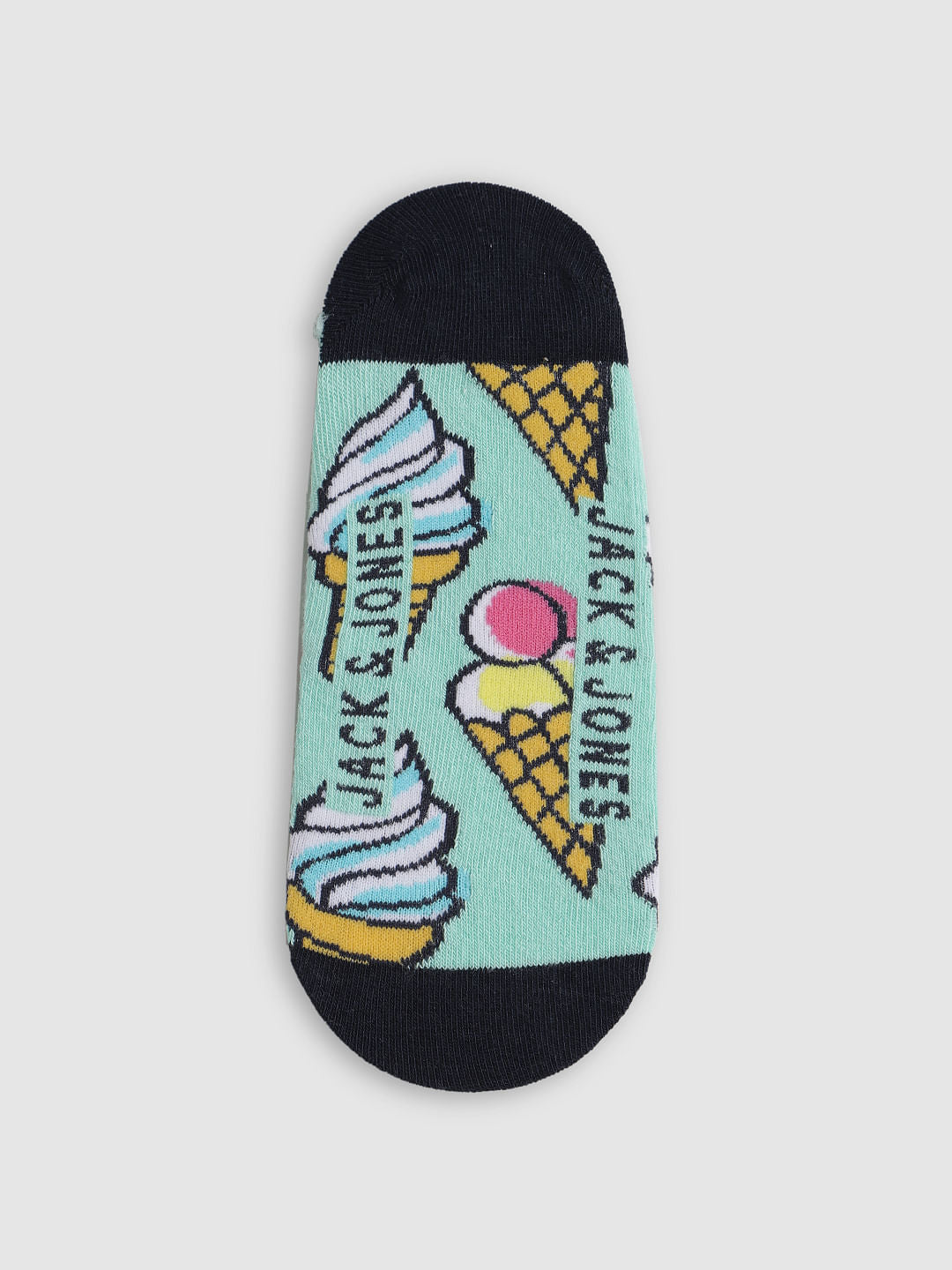 Turquoise Printed No Show Socks