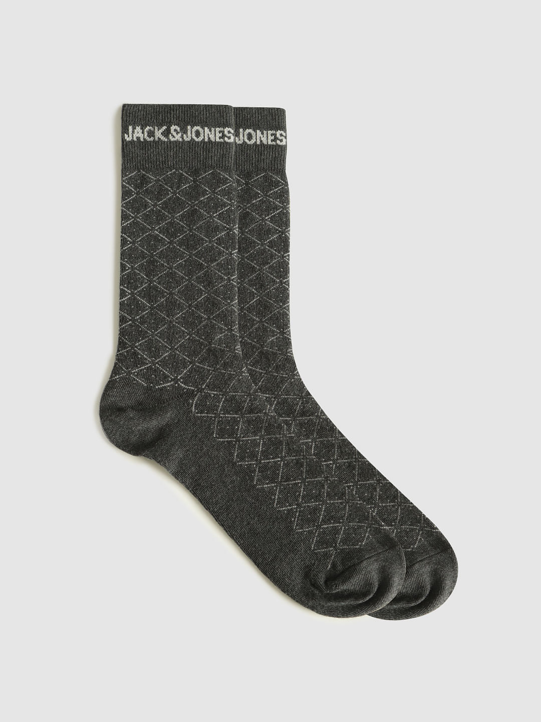 Pack Of Three Printed Mid Calf Length Socks - Grey, Red, Black
